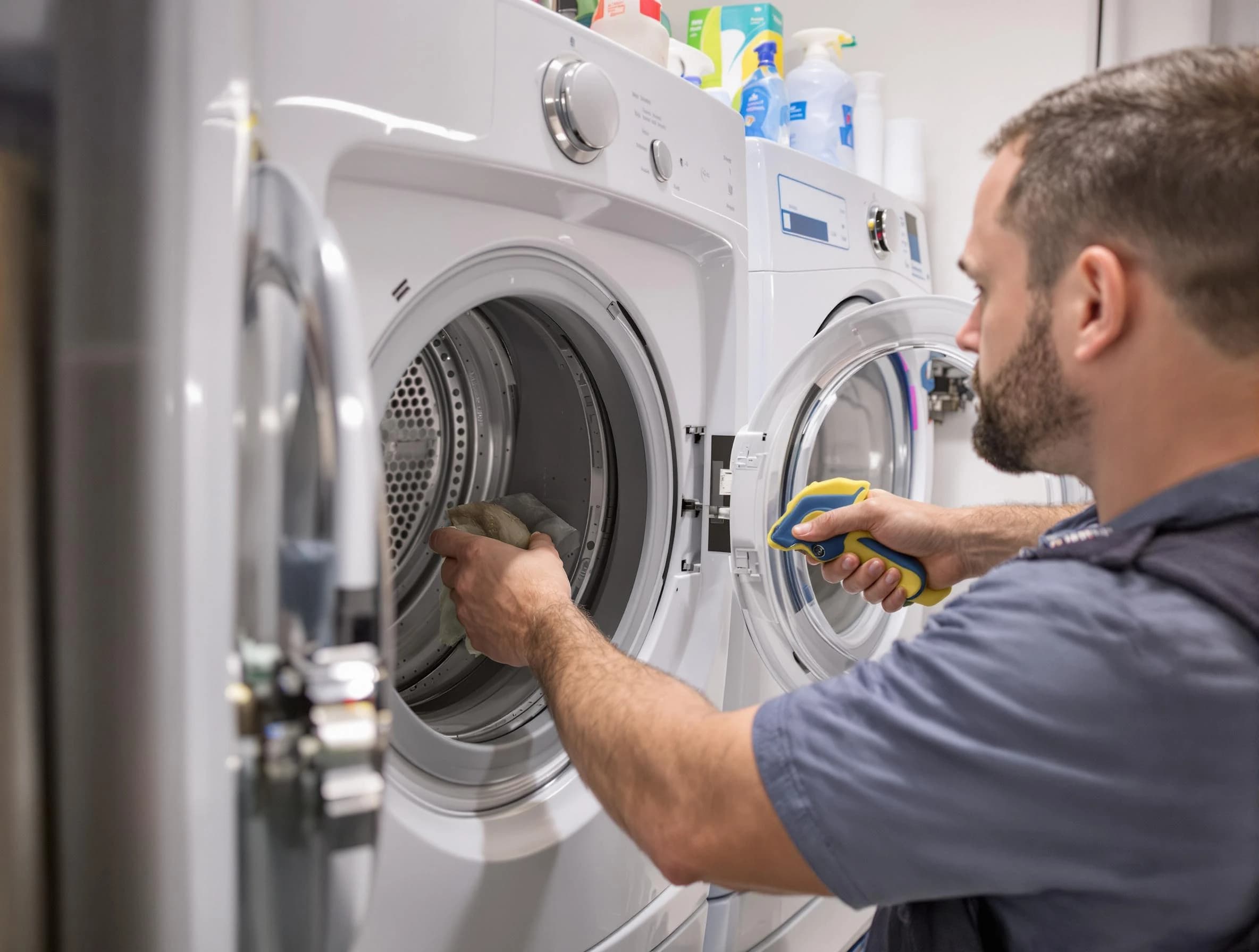 Scottsdale Dryer Vent Cleaning specialist removing lint buildup from a dryer lint trap system in Scottsdale