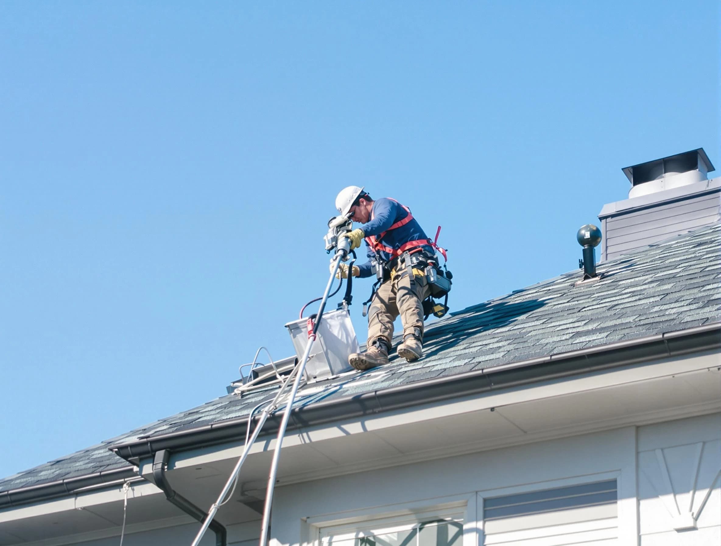 Scottsdale Dryer Vent Cleaning certified technician cleaning a roof-mounted dryer vent system in Scottsdale