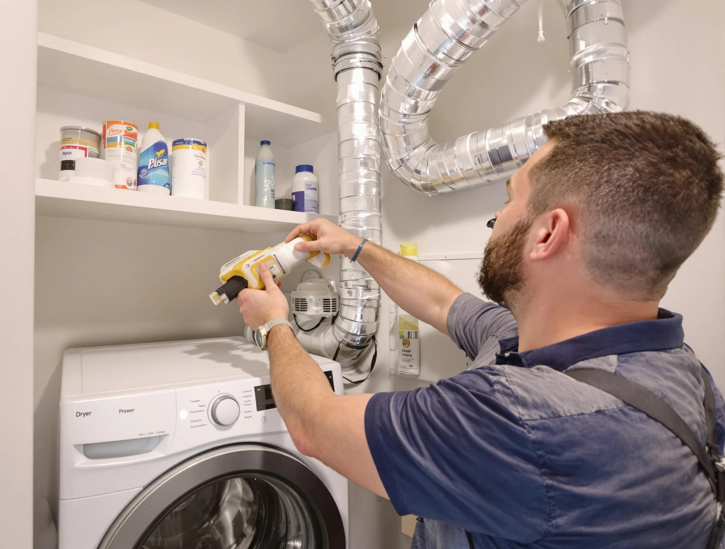 Scottsdale Dryer Vent Cleaning technician performing dryer vent cleaning at a home in Scottsdale