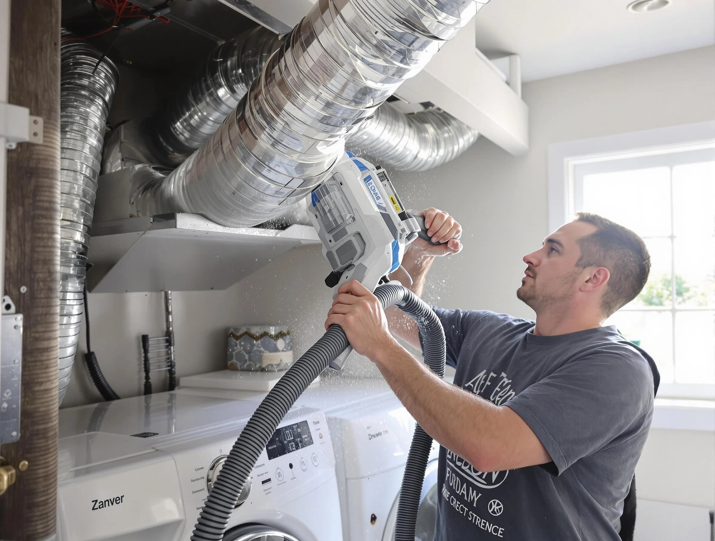 Scottsdale Dryer Vent Cleaning specialist cleaning deep within a dryer vent duct system in Scottsdale