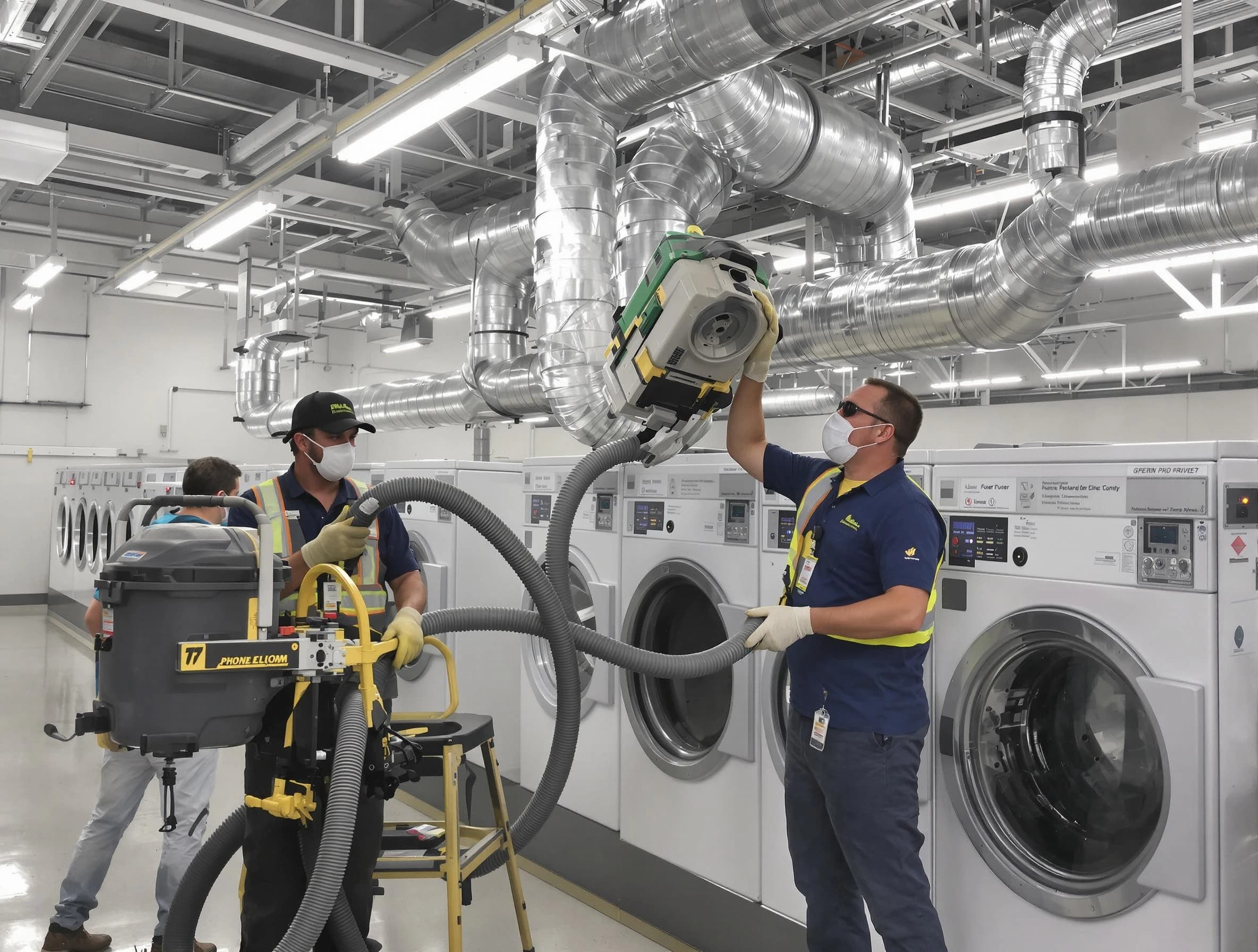 Scottsdale Dryer Vent Cleaning team cleaning large-scale industrial dryer vent systems at a facility in Scottsdale